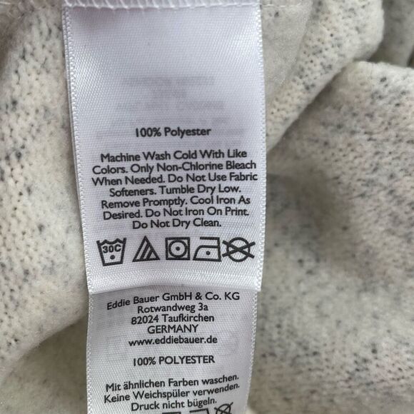 Eddie Bauer size L fleece pullover tunic in cream & grey. - Picture 3 of 8